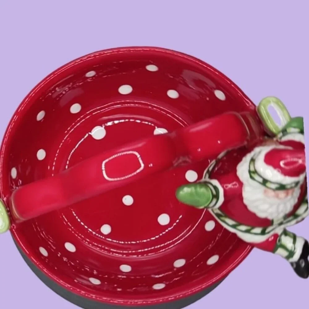 Fitz and floyd ceramic christmas basket with santa claus